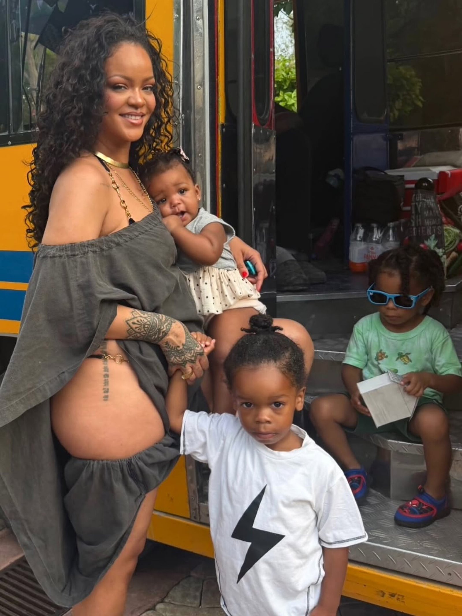 You Ask, We Answer! Rihanna Wore Vintage 1984 Comme des Garçons Gray Cover Up Dess in Barbados With Kids RZA, Riot, and Rocki You Ask, We Answer! Rihanna Wore Vintage 1984 Comme des Garçons Gray Cover Up Dess in Barbados With Kids RZA, Riot, and Rocki